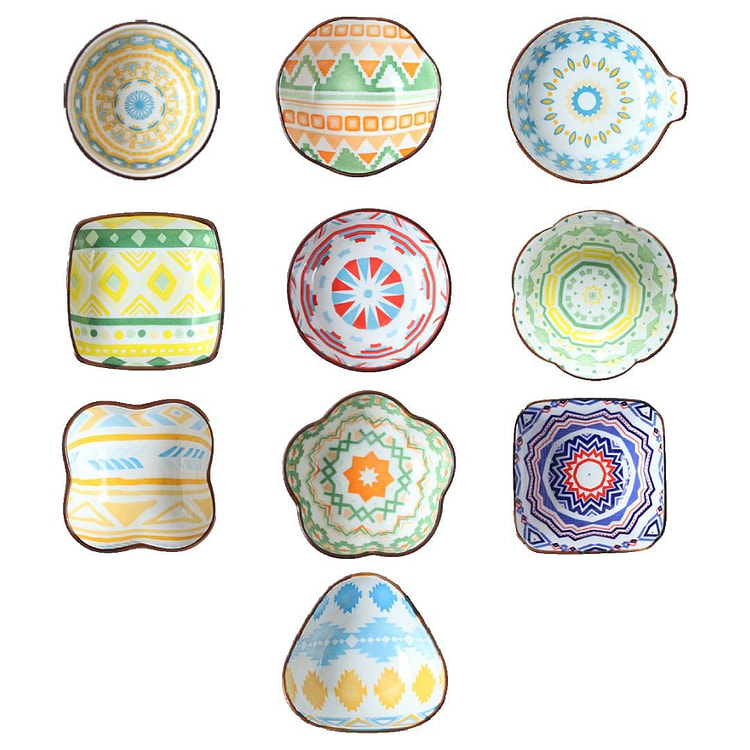 Bohemian Spice Dish Ceramic Dish 10pcs