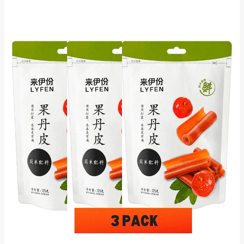LYF Hawthorn Rolls (Guodanpi)125g*3packs 125 g