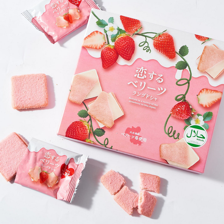 Strawberry Langue de Chat Cookies (10 pieces)