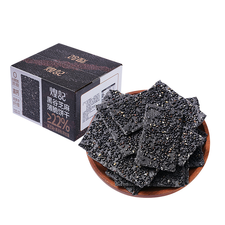 煌记黑芝麻薄脆饼干0蔗糖高膳食纤维330g*1箱