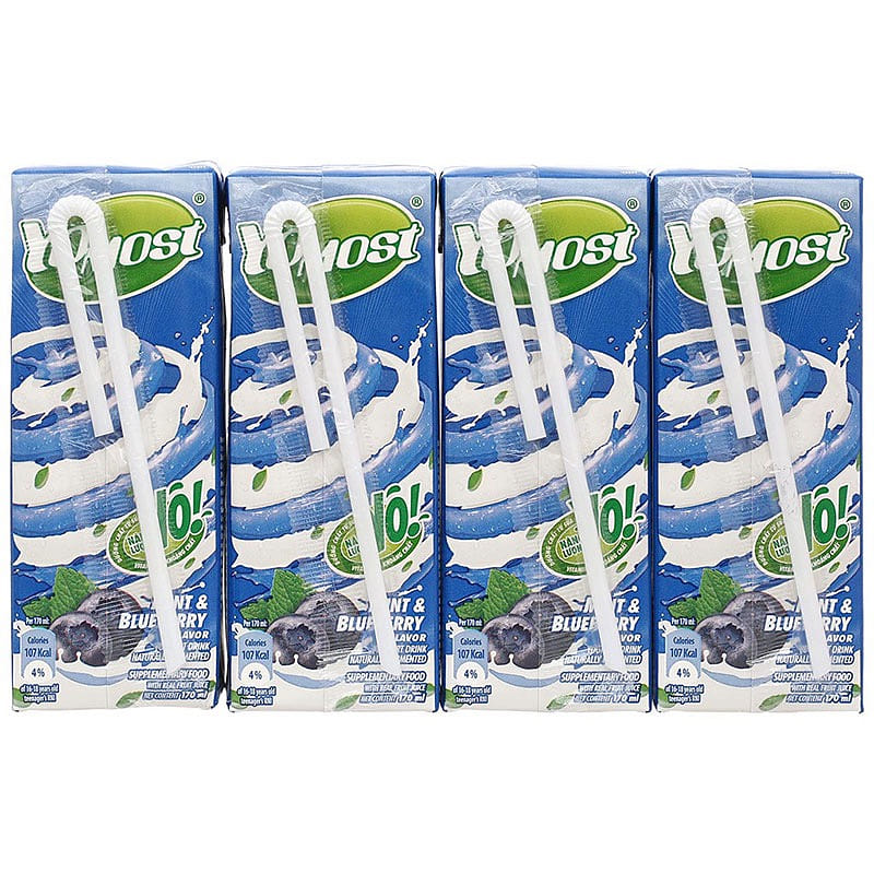 YOMOST 酸奶饮料 蓝莓味 (4 包) 170 毫升