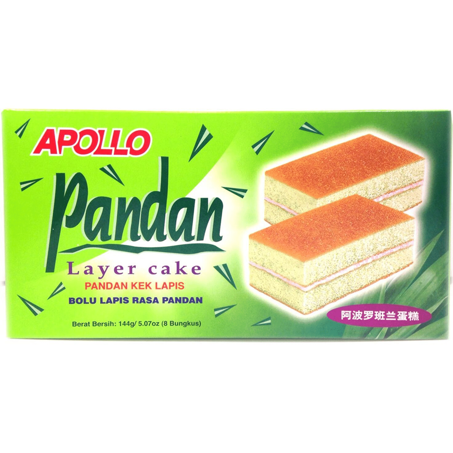 APOLLO PANDAN FLAVOUR CAKE 144g 1 each