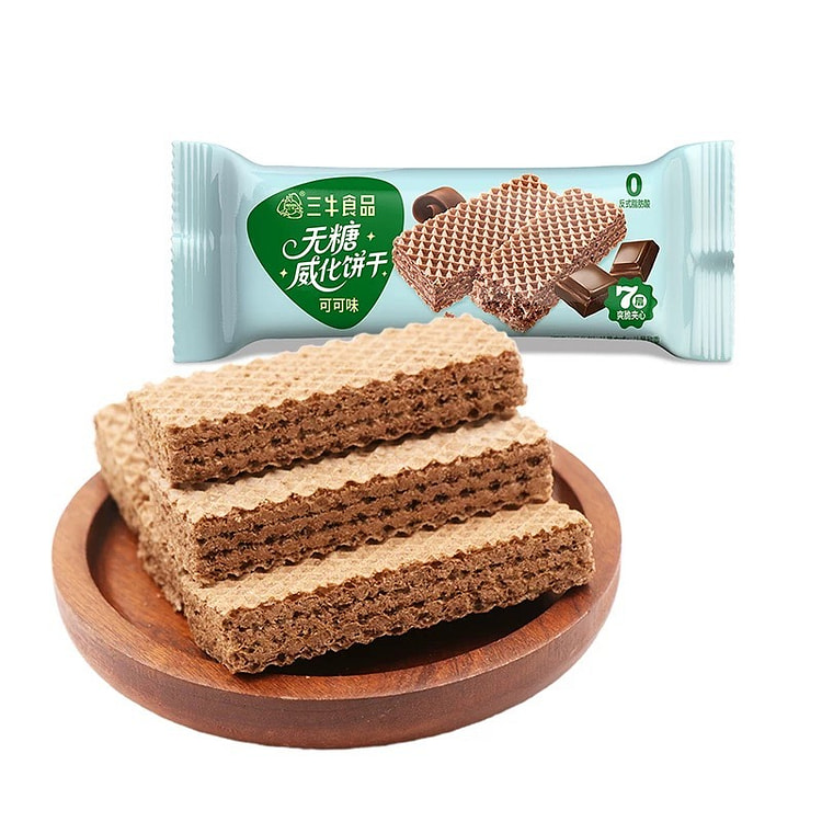 【三牛】无糖威化饼干休闲零食《可可味》1袋约10包 200 克