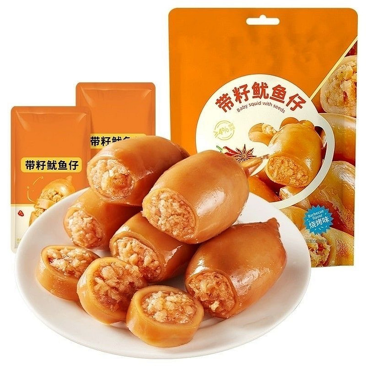 比比赞 带籽鱿鱼仔 烧烤味 Q弹厚实开袋即食 90 克