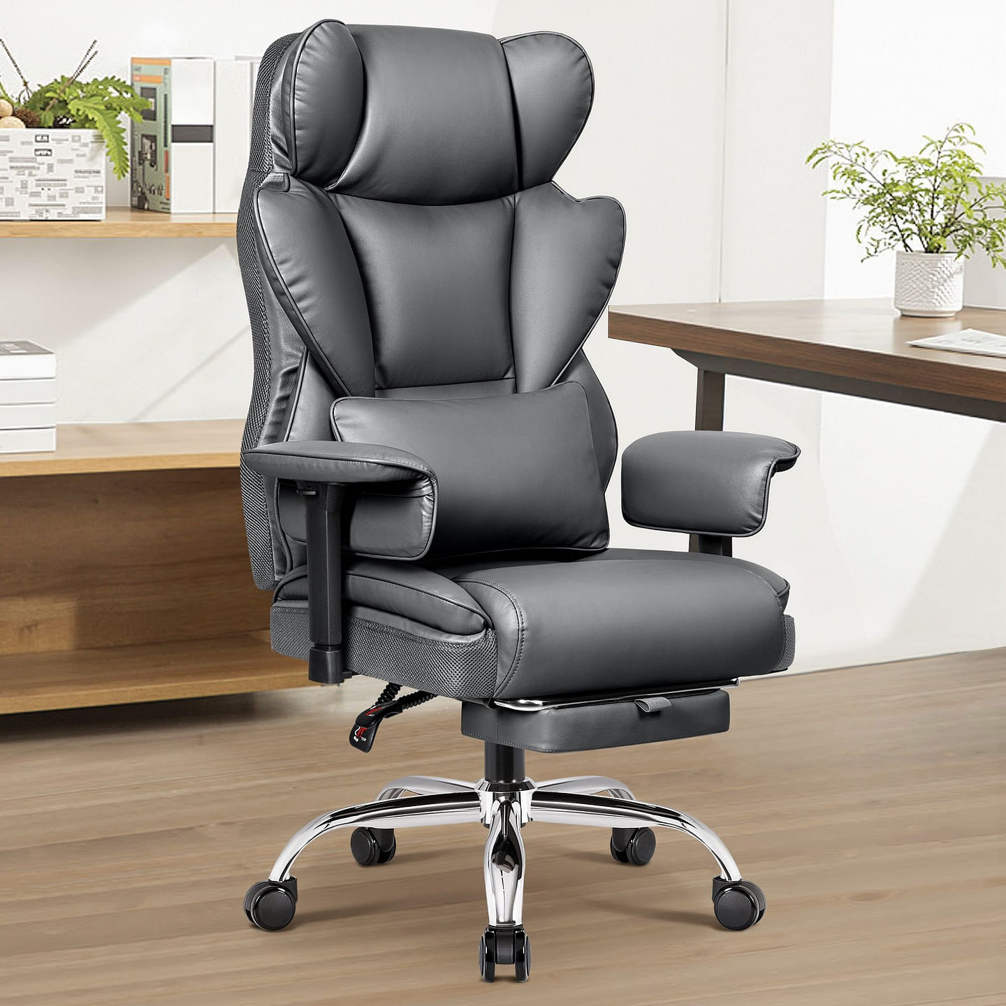 Ergonomic PU leather office chair, Lifting Arms Gr 48 lb