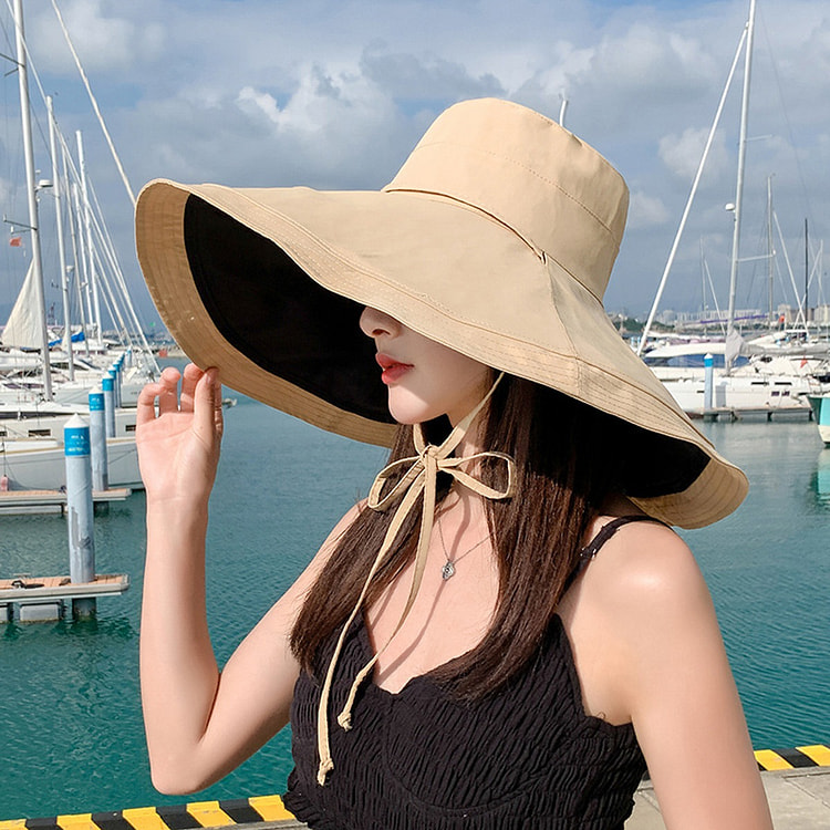 Versatile large-brim sun hat, khaki 1 each