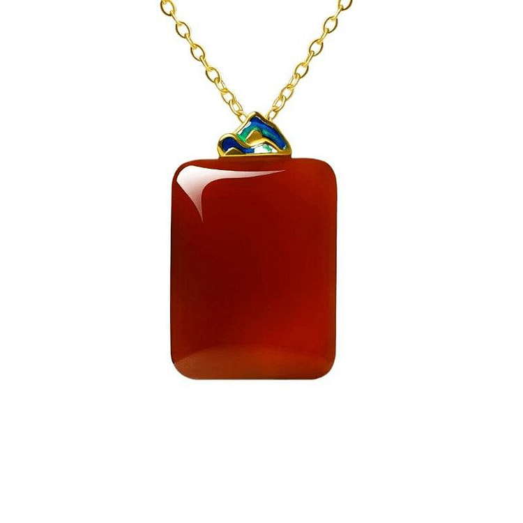 宫里上新 红玛瑙项链红色无事牌吊坠 24*15mm 1 盒