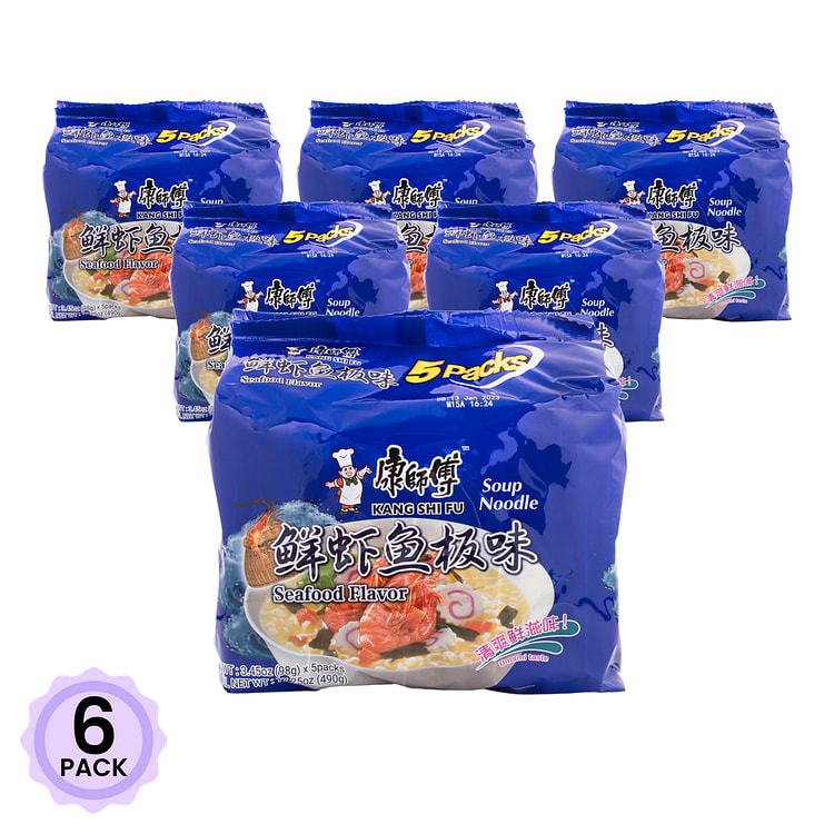 康师傅 方便面 鲜虾鱼板味 5包 490 克*6 包