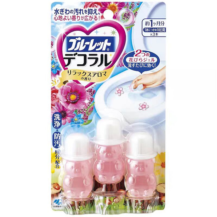 小林果冻花瓣洁厕剂 白帽+粉熊 百花沁香 3支
