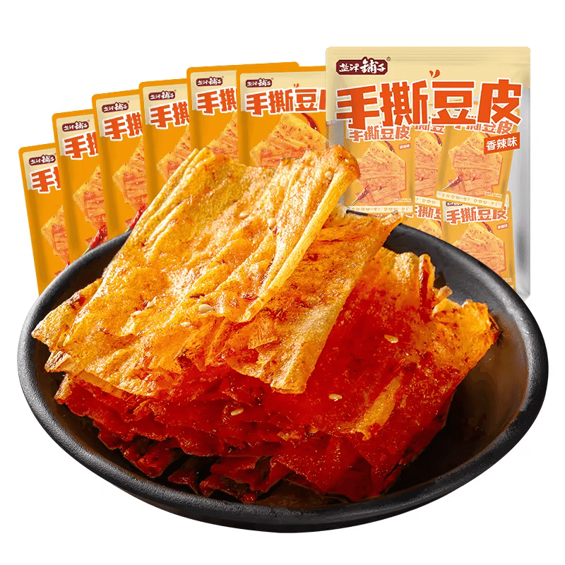 Hand torn tofu skin, spicy strips, spicy slices, 117 g