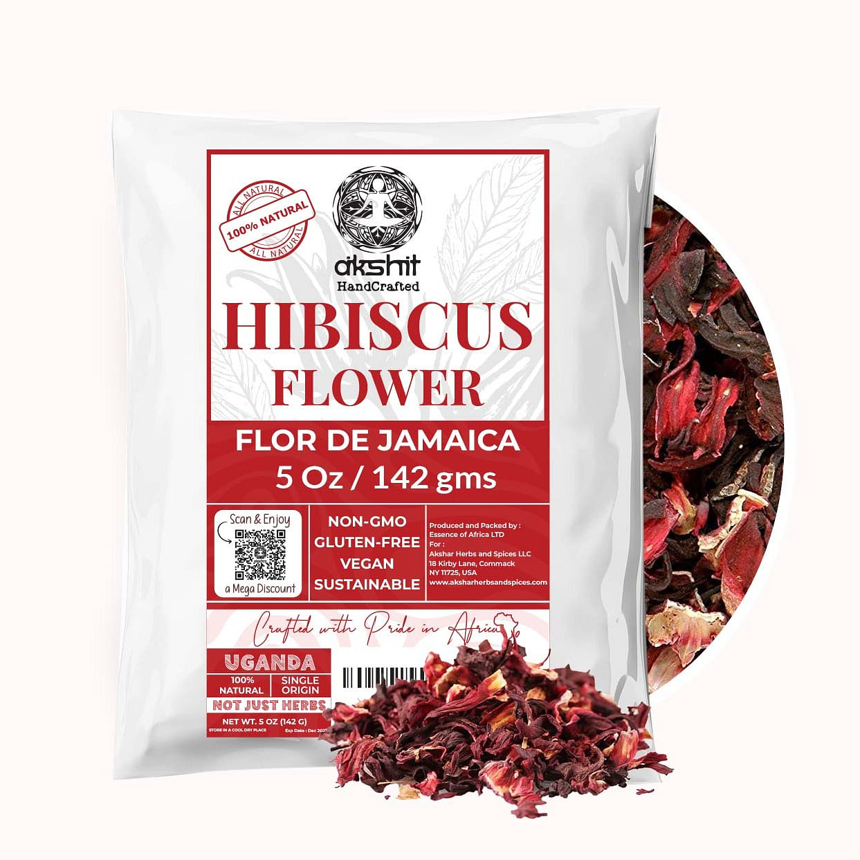 5 Oz Dried Hibiscus Flowers, Flor de Jamaica 5 oz