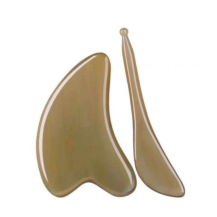 NaturalYakHorn GuaShaBoard & MeridianMassage Stick 1 each