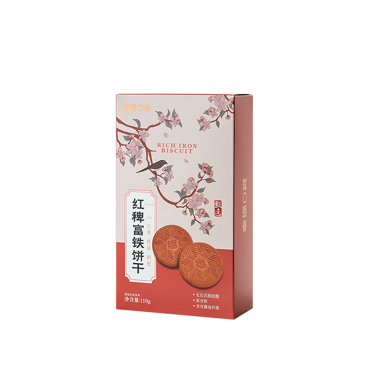 幸福口袋红稗富铁饼干110g*1盒