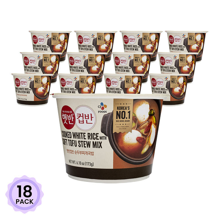 CJ Foods Cooked White Rice with Soft Tofu Stew 173 g*18 pack