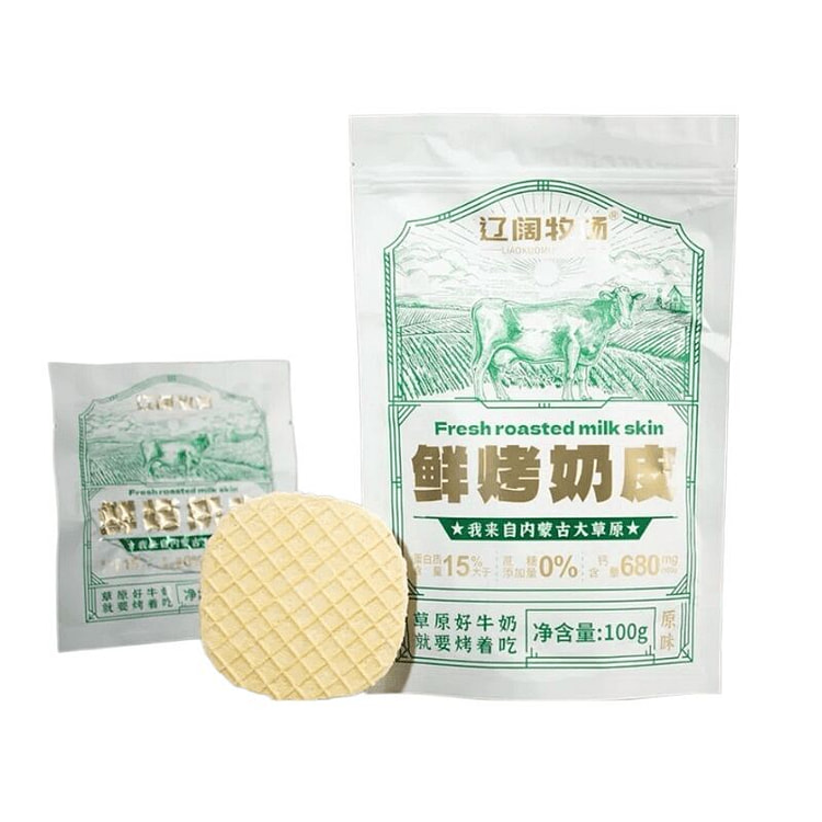 辽阔牧场 内蒙古高钙原味烤奶皮 无蔗糖 1袋
