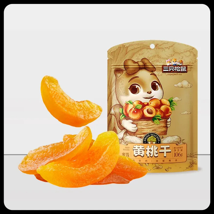 Three Squirrels Dried Yellow Peaches 250g, 1 Bag 250 g