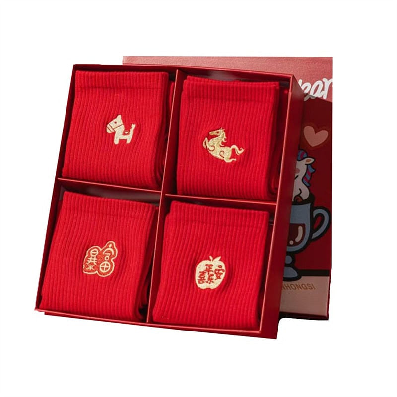 2026 Year of the Horse socks, mid-calf embroidered 1 pack