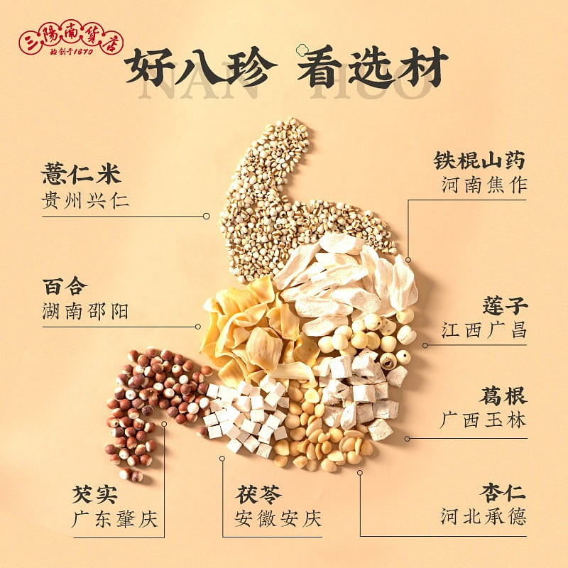 Sanyang Nanhuodian Sugar-Free Eight Treasures Powd 500 g