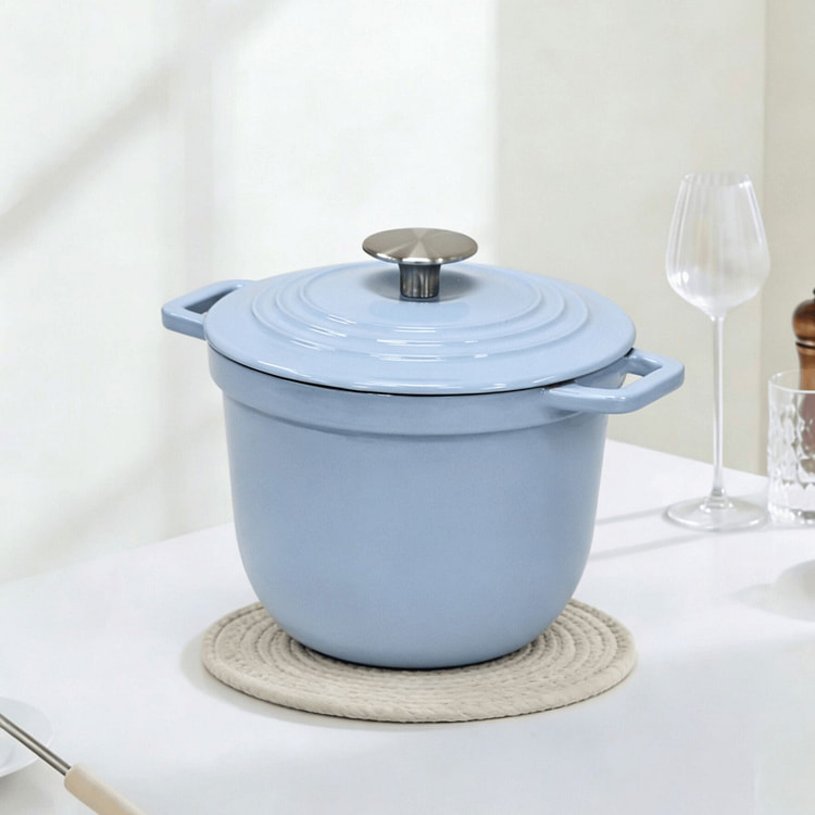 多功能珐琅铸铁锅天蓝色18cm饭釜焖烧煮炖煲锅 1 份