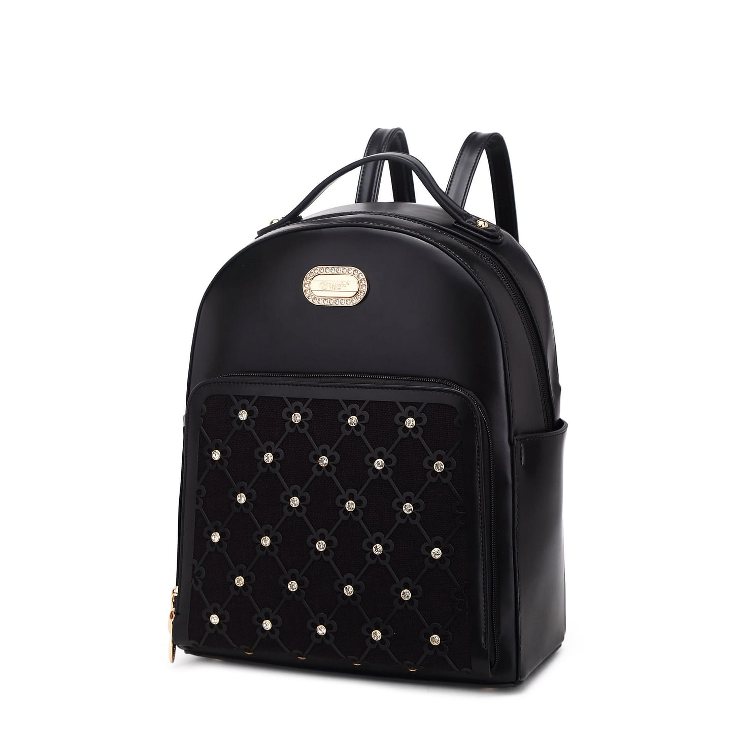 Wildflower Blossom Vegan Classy Travel Backpack + Wallet [KOB3577+KOW8368-BK] 1 each
