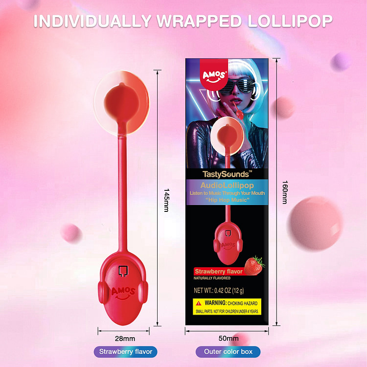 Amos Music LollipopCandy-Natural Strawberry Flavor