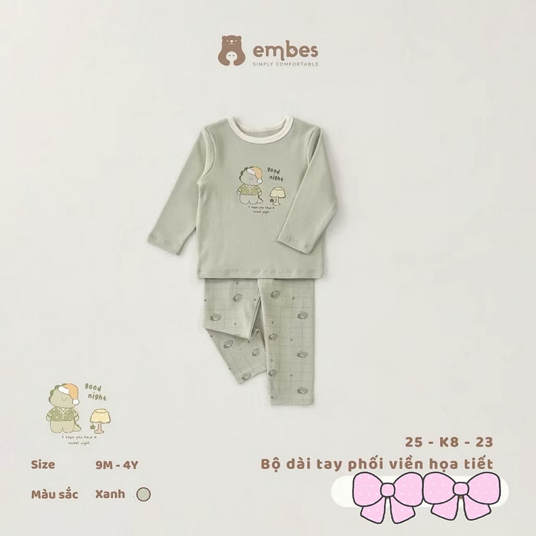 Embes 适合3-4岁儿童的可爱舒适长袖套装 1 个
