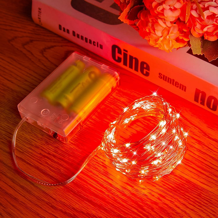 仙女灯33英尺100颗LED电池防水铜线-红 1 份