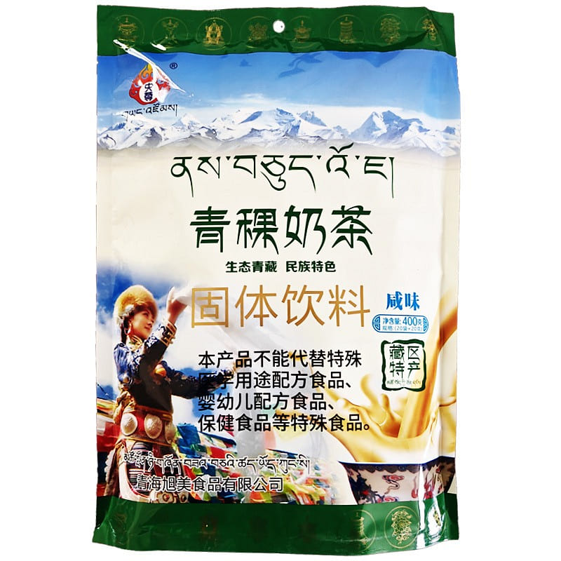 青海特产奶茶咸味甜央尊奶茶粉冲饮传统酥油青稞抹茶速溶袋装盒装-青稞味 400 克