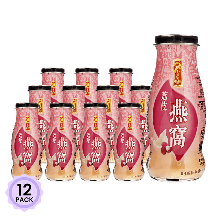 金燕窝 有机冰糖即食燕窝 荔枝味 8 盎司*12 包