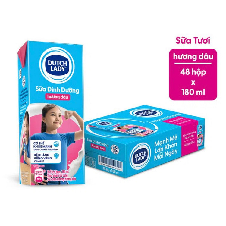 Sữa Dâu Dutch Lady 1 THÙNG (180ml x 48 HỘP)