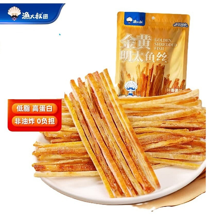 渔大叔 金黄明太鱼丝 低脂高蛋白开袋即食 1袋 60 克