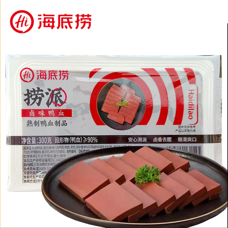 海底捞卤味鸭血火锅毛血旺 300g*1盒装