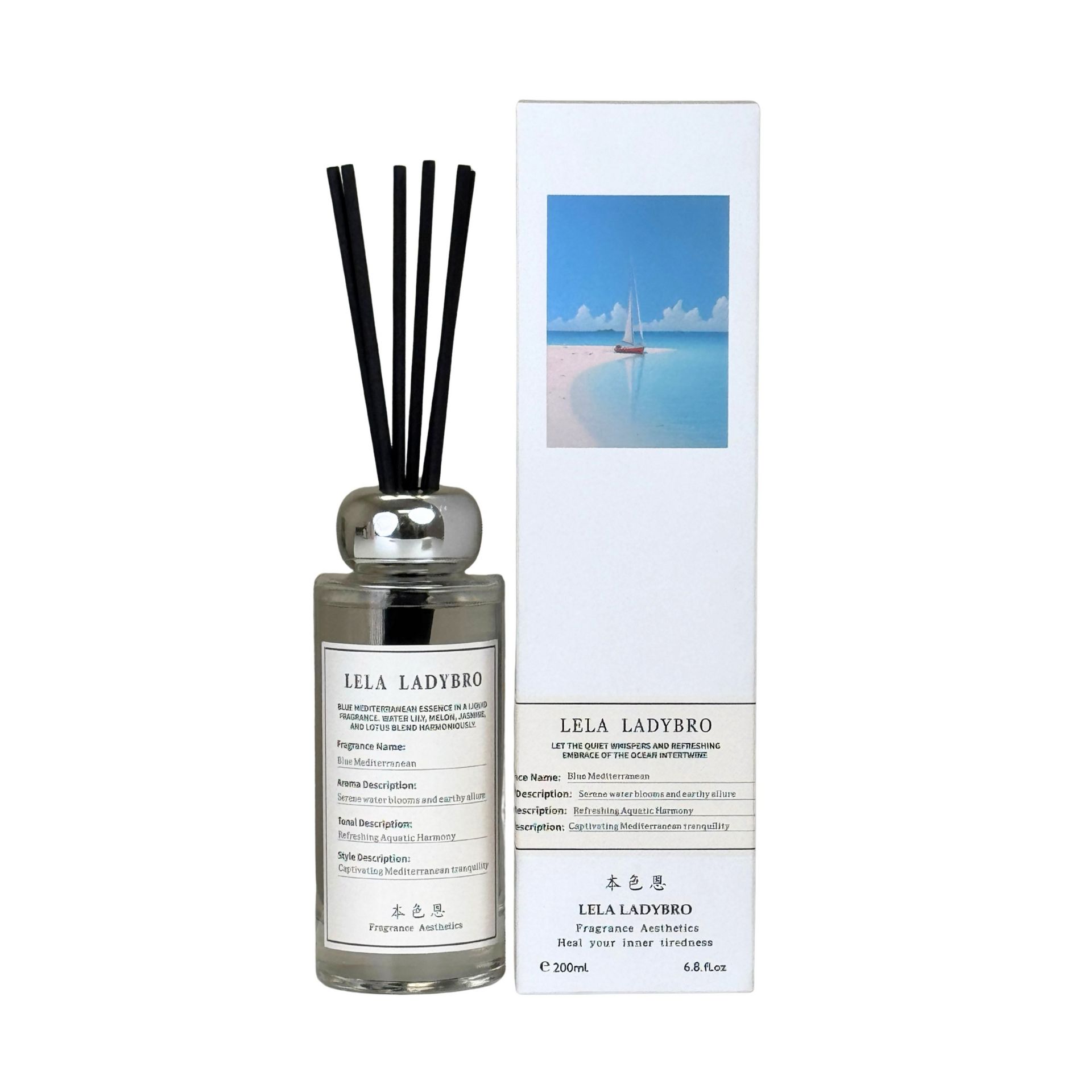 LELA LADYBRO Blue Mediterranean Reed Diffuser 200 1 bottle