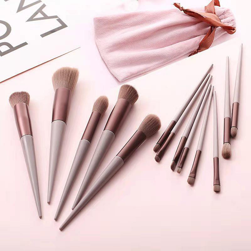 Makeup Brush Set Premium super soft for travel foundation powder, purple 1 box