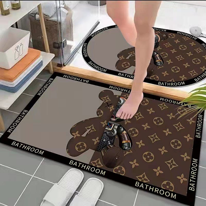 Luxury Absorbent Silicon Diatomite Floor Mat – Mechanical Bear (Square) 5 lb