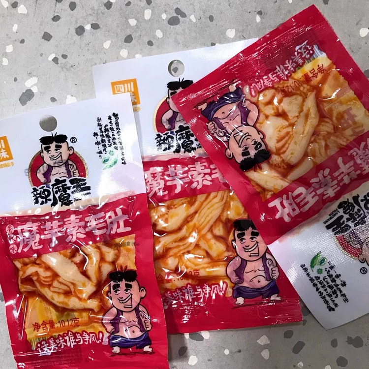 辣魔王素毛肚香辣味素食魔芋爽魔芋丝即食辣条怀旧零食香辣味10.12g*10包