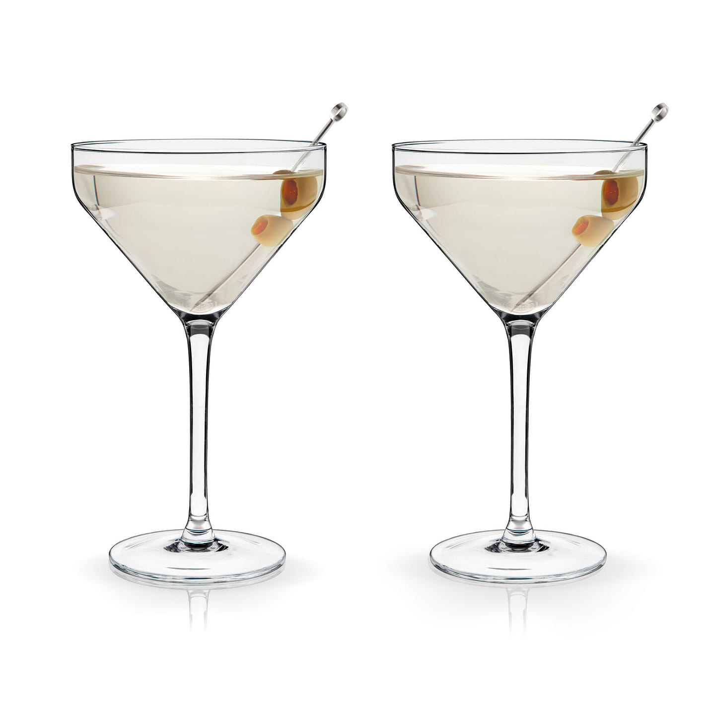 Viski Angled Martini Glasses, Preium Crystal Cocktail Coupe Glasses, Home and Bar Drinkware, Stemmed Cocktail Glasses, Perfect Cocktail Glass Gift Set of 2, 9oz 9 oz