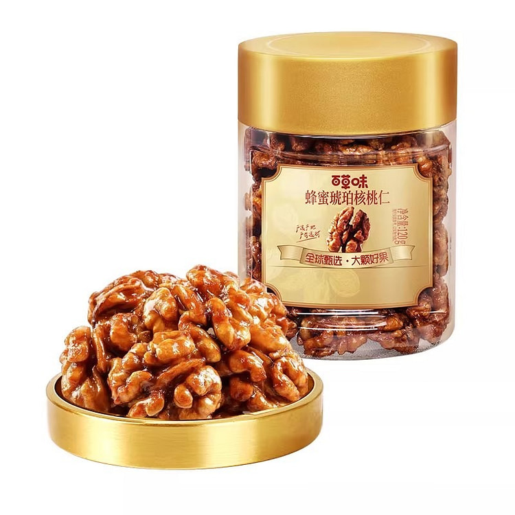 百草味 蜂蜜琥珀核桃仁去壳坚果零食干果新疆特产果仁 120 克