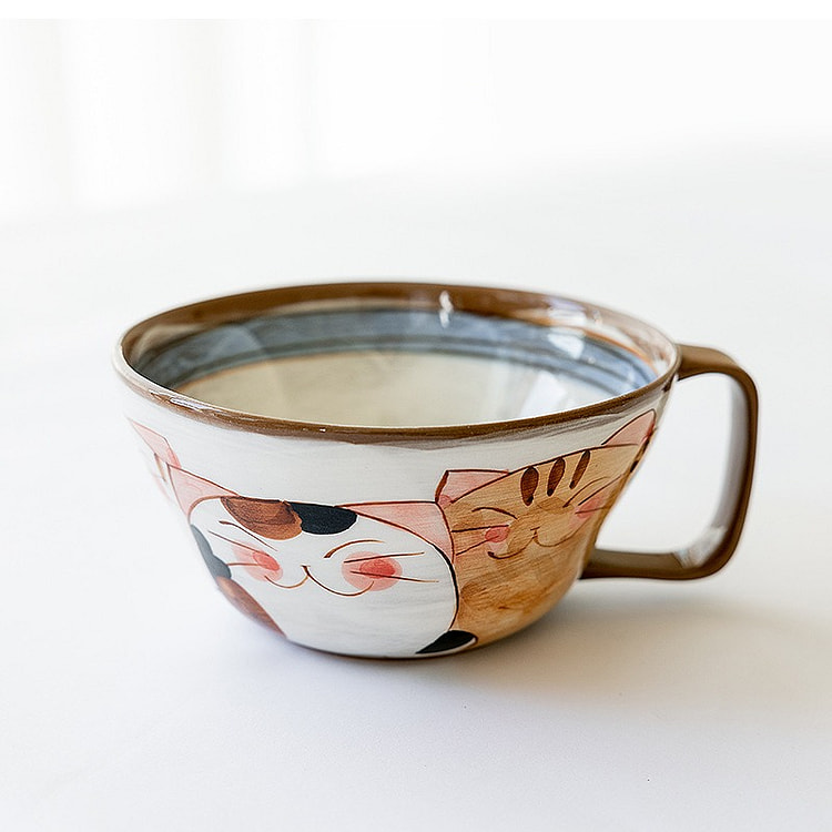 Hasami ware Kitty Soup Cup L 500ml- Blue