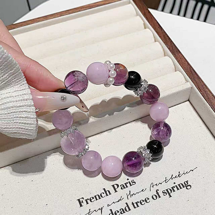 天然紫水晶紫云母超大珠手链 1条 1 箱