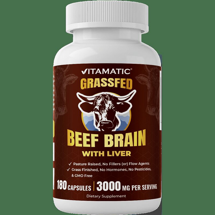 Vitamatic Grass Fed Brain with Liver, 180 Capsules 1 each