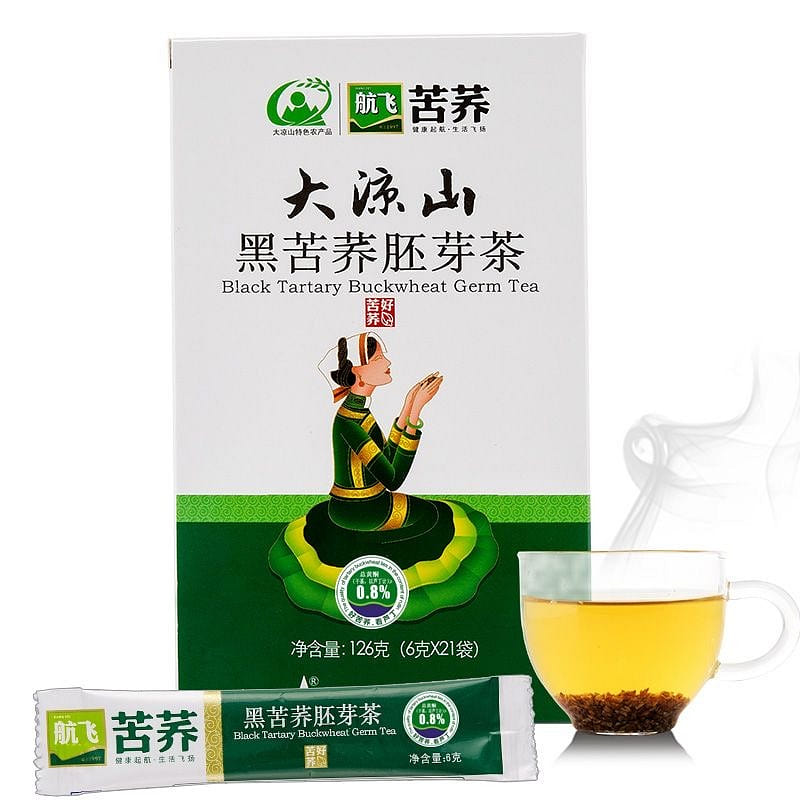 大凉山 老牌子黑苦荞胚芽茶 盒装小袋冲泡 1盒 126 克