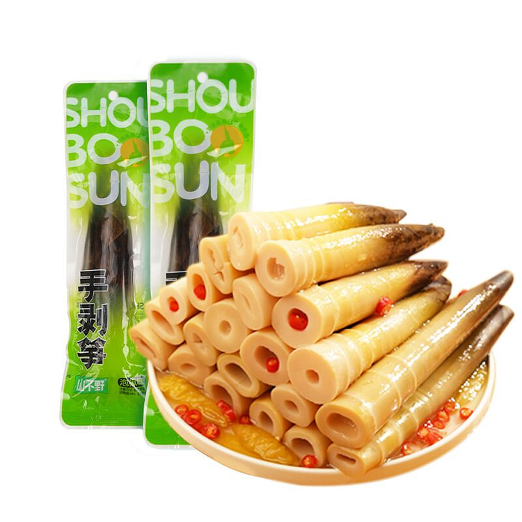山不野 手剥笋开袋即食解馋零食泡椒味 80g*3袋