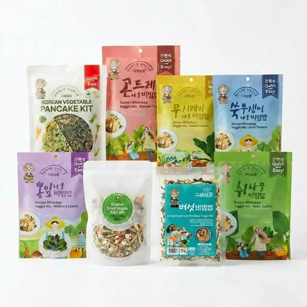 8가지 건조 나물 셋트 (+부침개 ) 25 그램*8 팩