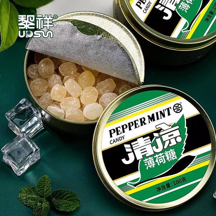 Cooling mints, throat lozenges in tin cans, small 100 g