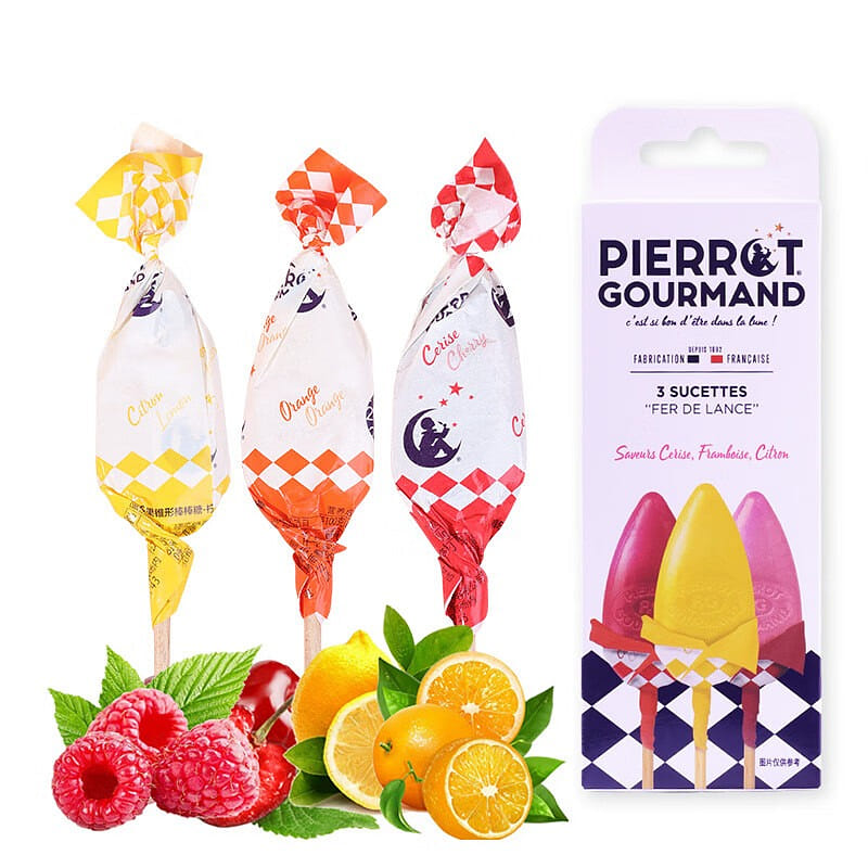 Pierrot French Child fruit candy lollipop 3 pieces 39 g