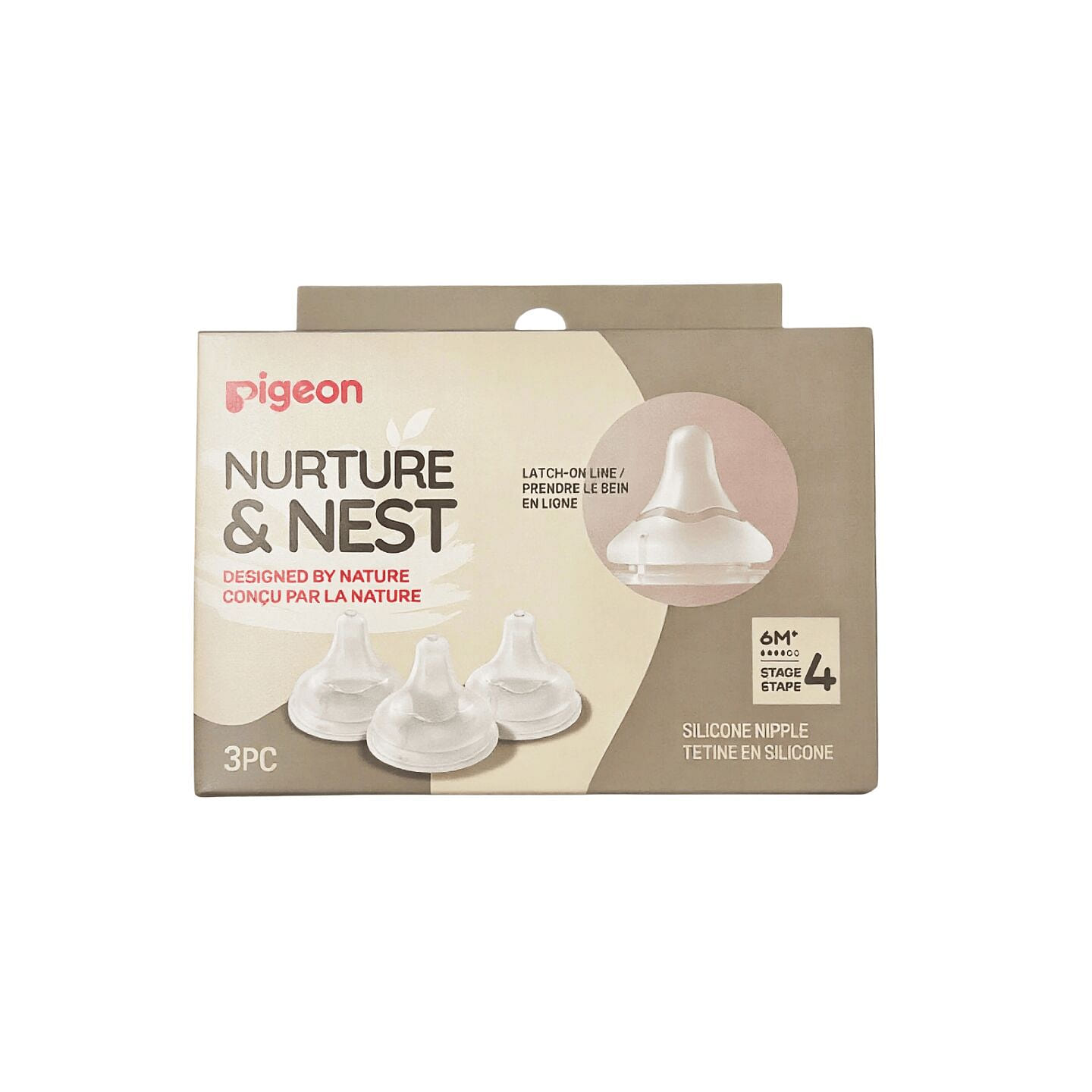 Pigeon L Nipple 6+ Months – New version 3 count
