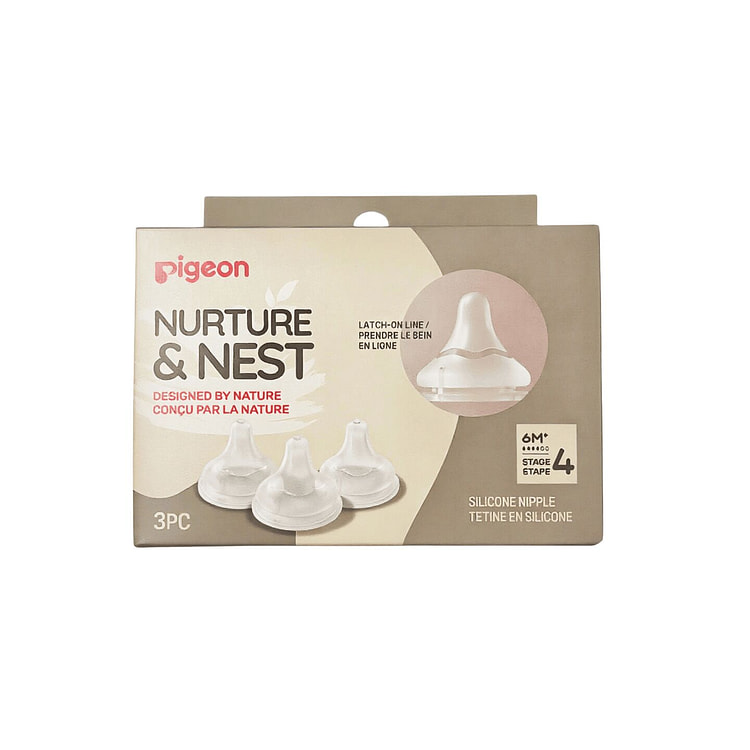 Pigeon L Nipple 6+ Months - New version 3 count