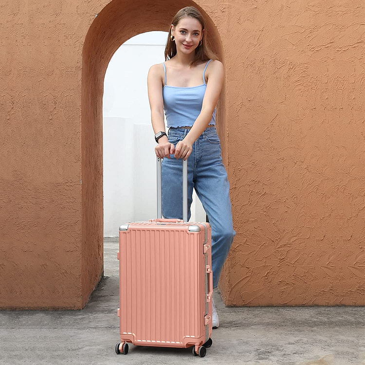 Aluminum Frame Luggage ABS Body - Sakura Pink 28''