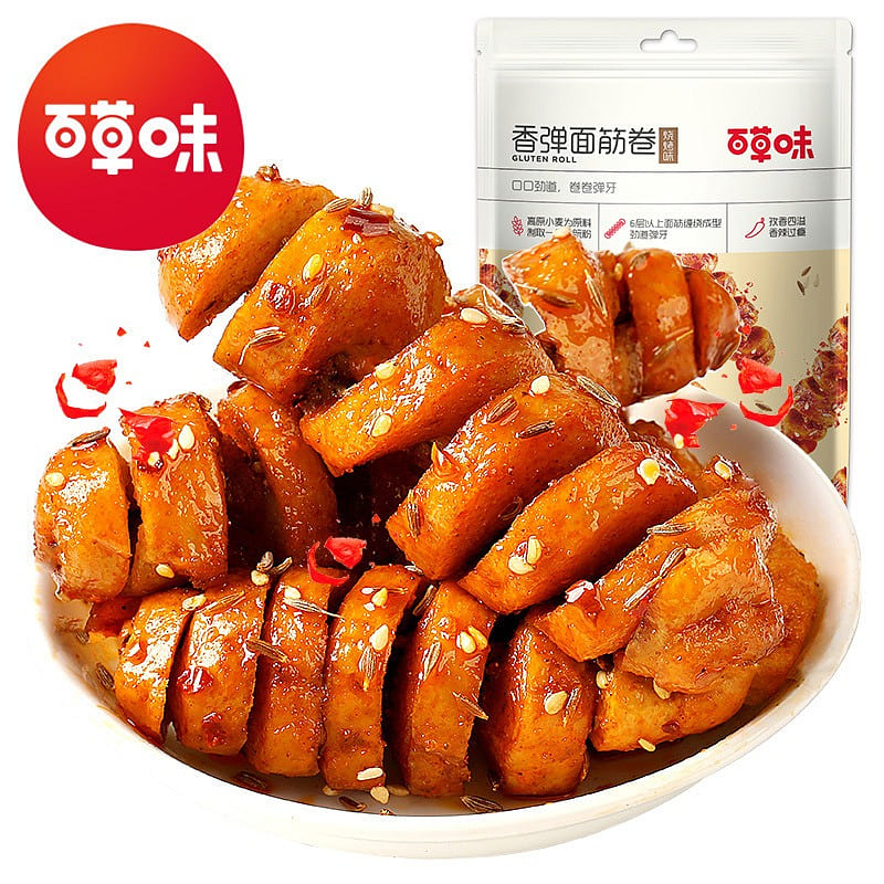 Baicao Flavor Fragrant Gluten Roll - Barbecue flavor spicy vegetarian 135g 135 g